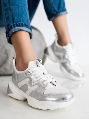 Shelvt WHITE AND SILVER SNEAKERS