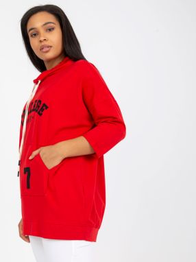 Red blouse of larger size with 3/4 sleeves