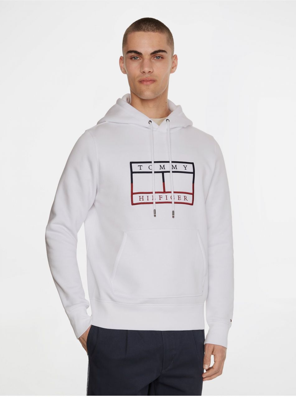Tommy Hilfiger Mikina - FLAG OUTLINE HOODY biela