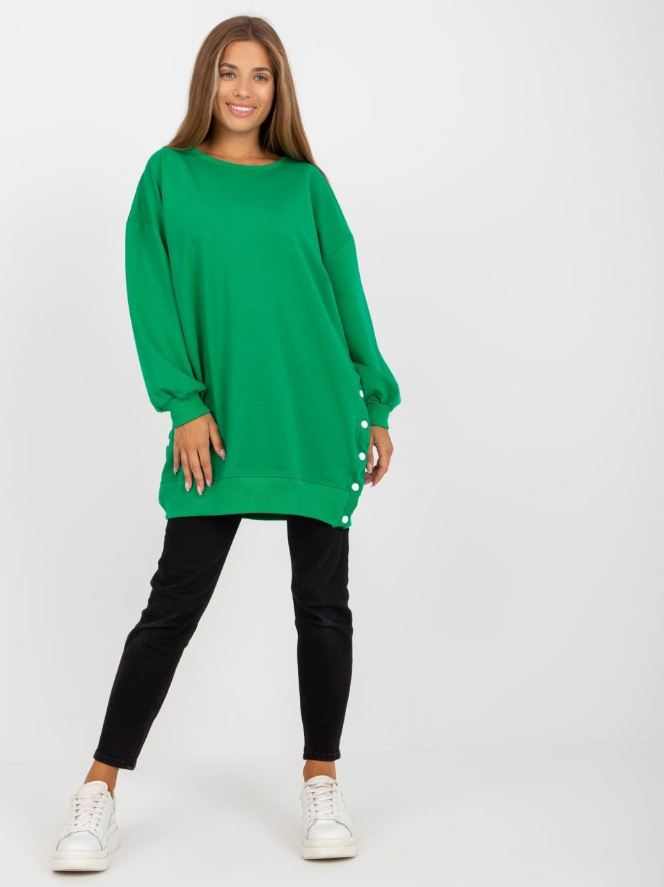 Green basic tunic with long sleeves RUE PARIS