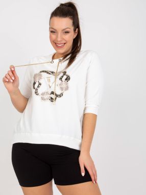 White cotton blouse of larger size with printed design