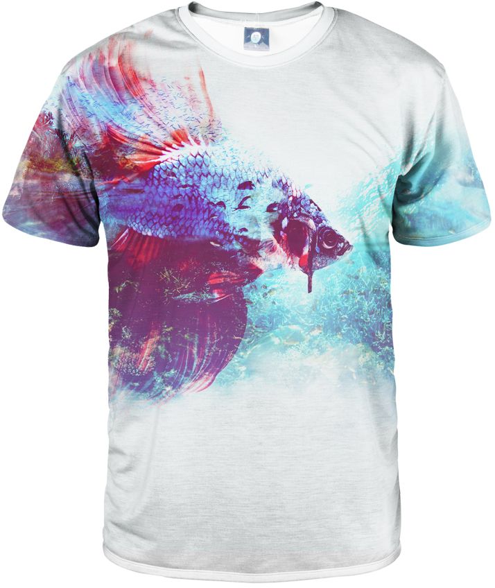 Aloha From Deer Unisex Farebné Tričko s Bojujúcimi Rybami TSH AFD1039