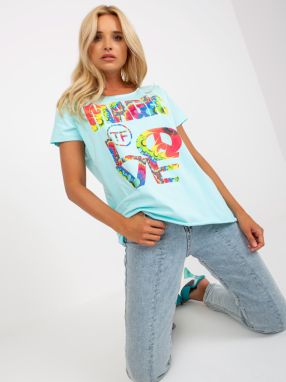 Light blue blouse with cotton print