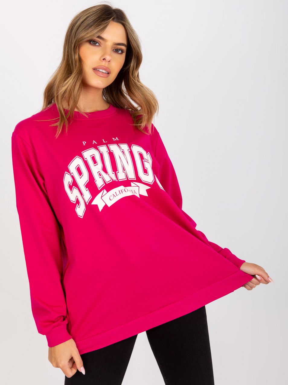 Fuchsia and white hoodie with inscription