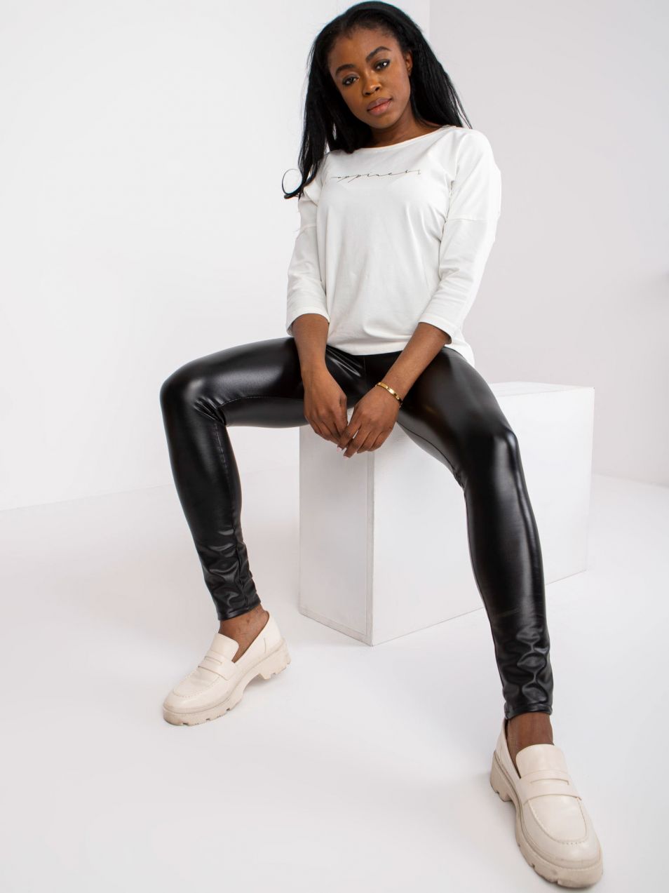 Ecru Casual Blouse with 3/4 Sleeves Samanta