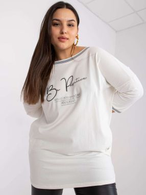 Ecru jersey tunic plus size with Blanche application