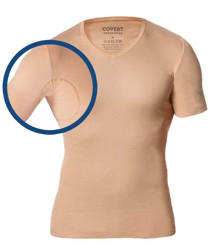 Telové skinny tričko pod košeľu s potítkami Covert Underwear