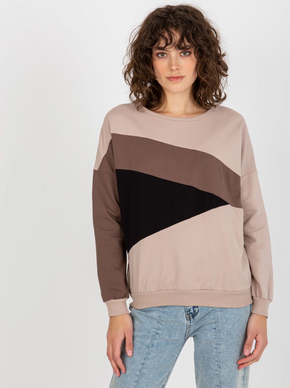 Women's Basic Hoodless Hoodie - Beige