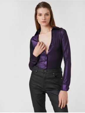 Koton Glittered Low Cut Slim Fit Shirt