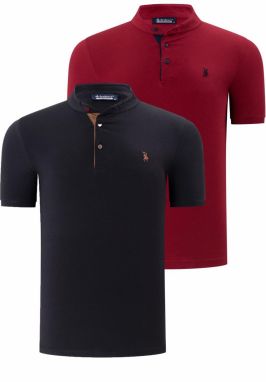 DUO SET T8560 DEWBERRY MEN'S T-SHIRT-BLACK-BURGUNDY