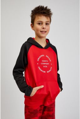 SAM 73 Čierno-červená unisex detská mikina s kapucňou SAM73 Draco