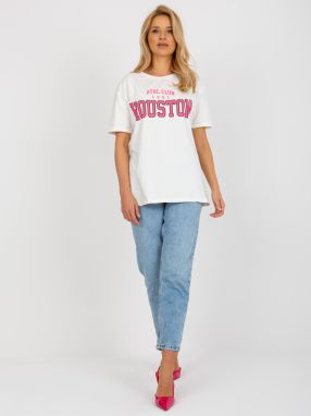 Ecru loose women's T-shirt with print