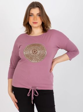 Lady's blouse with print plus size - old pink