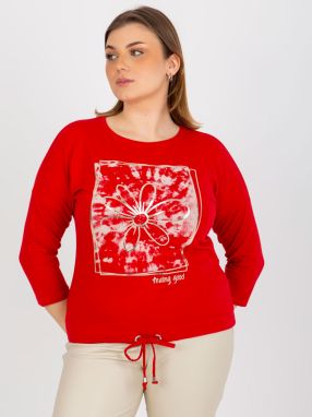 Red T-shirt plus sizes with print and inscription