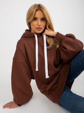 Dark brown basic long oversize hoodie