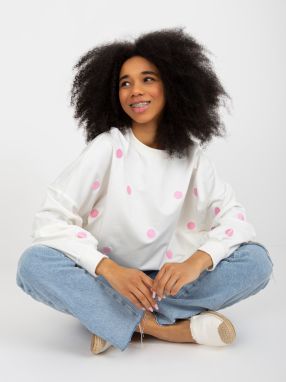 Ecru sweatshirt without hood in polka dot