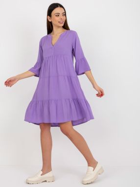 Purple loose dress with ruffle with V-neck SUBLEVEL