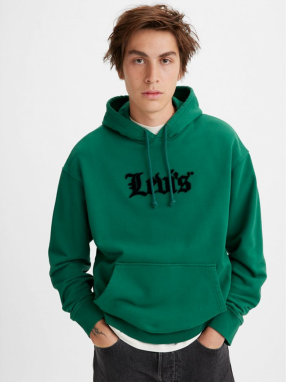 Zelená pánska mikina Levi's® Relaxed Graphic Po Olde Englis