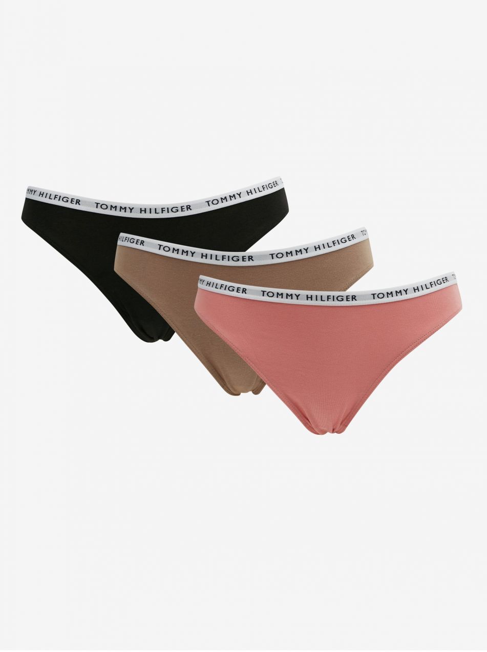 Súprava troch dámskych nohavičiek v ružovej, hnedej a čiernej farbe Tommy Hilfiger Underwear