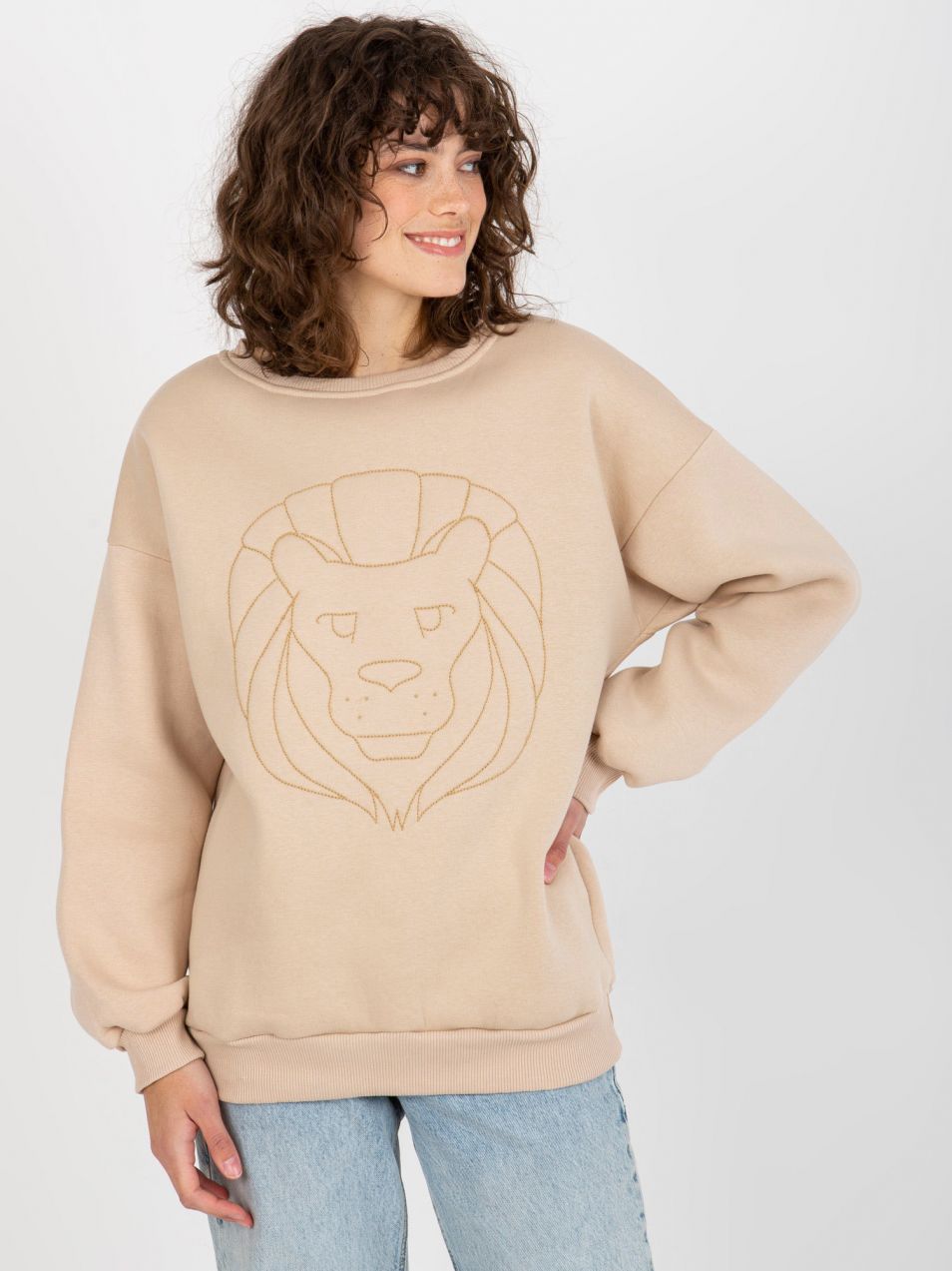 Women's insulated hoodless sweatshirt - beige