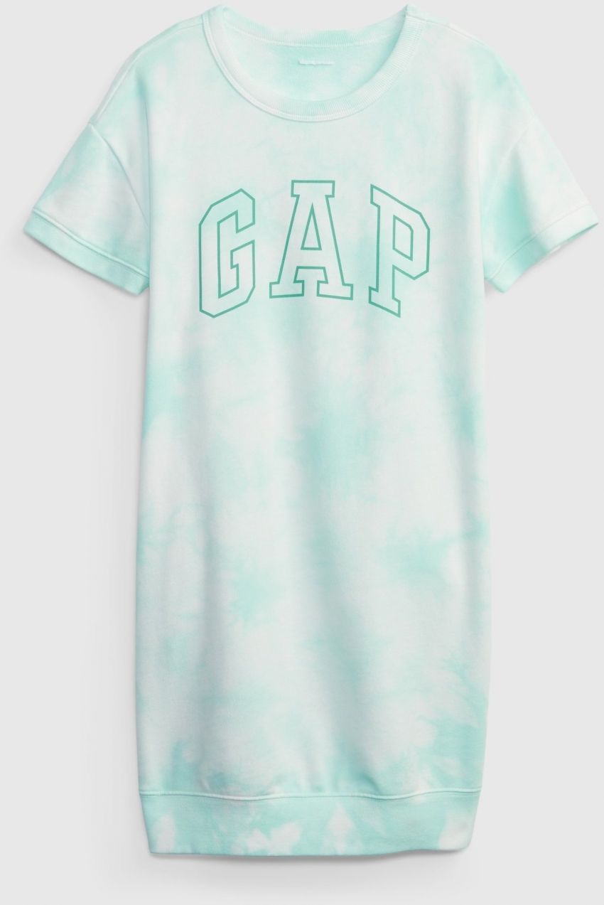 Zelené dievčenské šaty french terry logo GAP