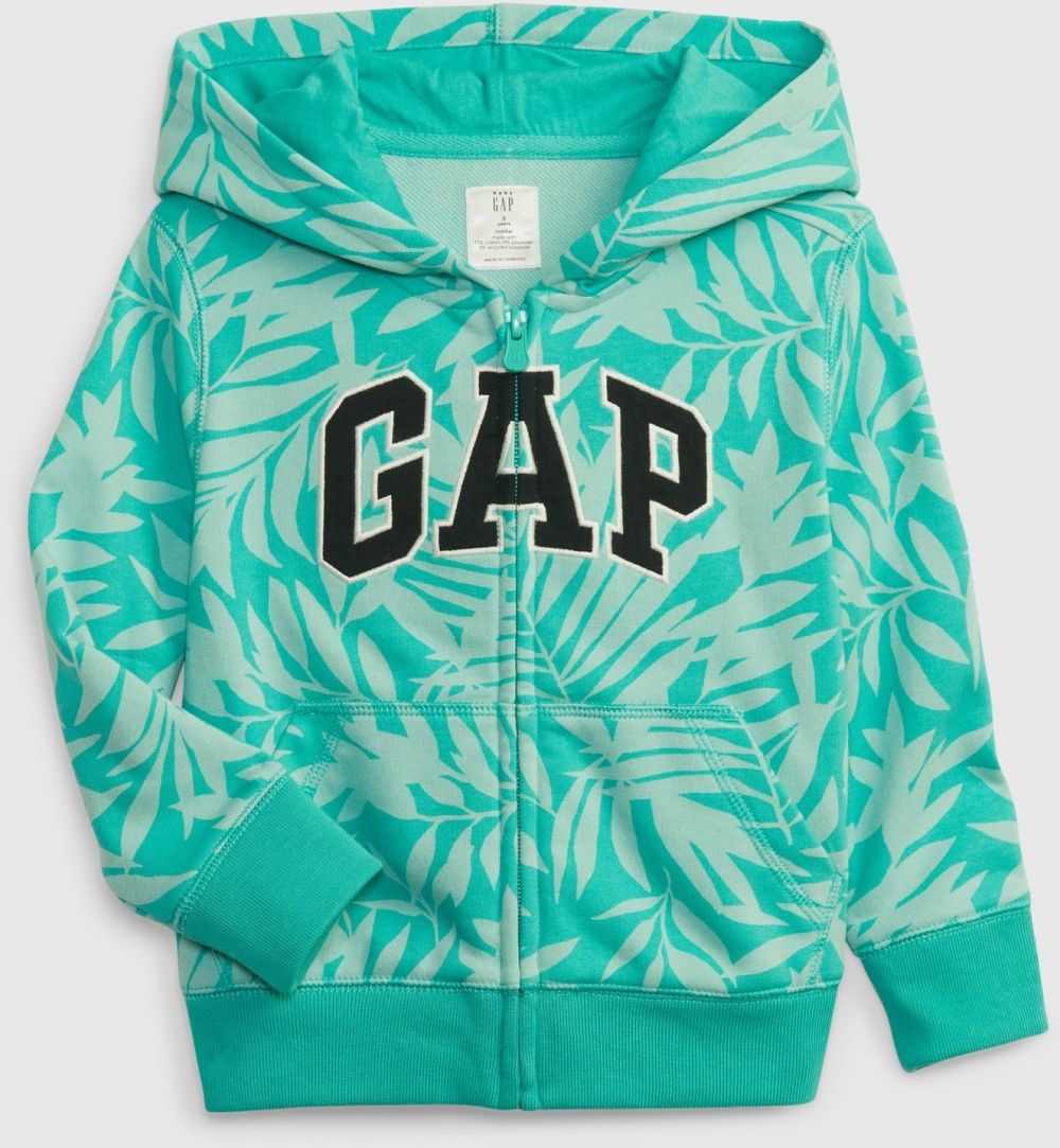 Zelená chlapčenská mikina s logom a kapucňou GAP