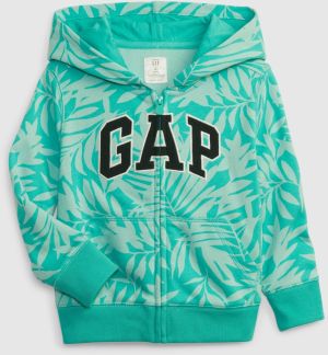 Zelená chlapčenská mikina s logom a kapucňou GAP