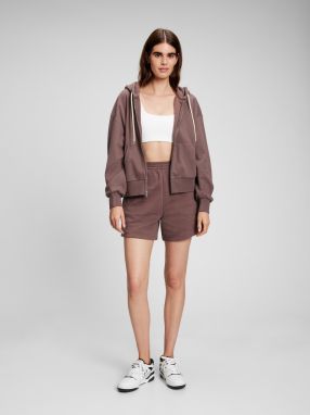 Hnedá dámska mikina na zips s kapucňou GAP