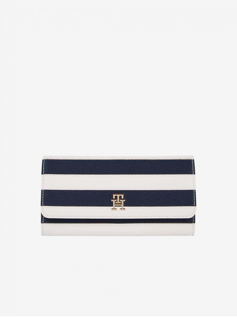 Modro-biela pruhovaná dámska peňaženka Tommy Hilfiger Iconic LRG