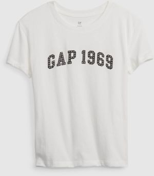 Biele dievčenské bavlnené tričko s logom GAP