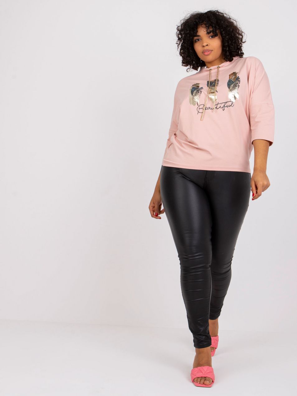 Dusty pink cotton blouse larger size with Ronnie patch
