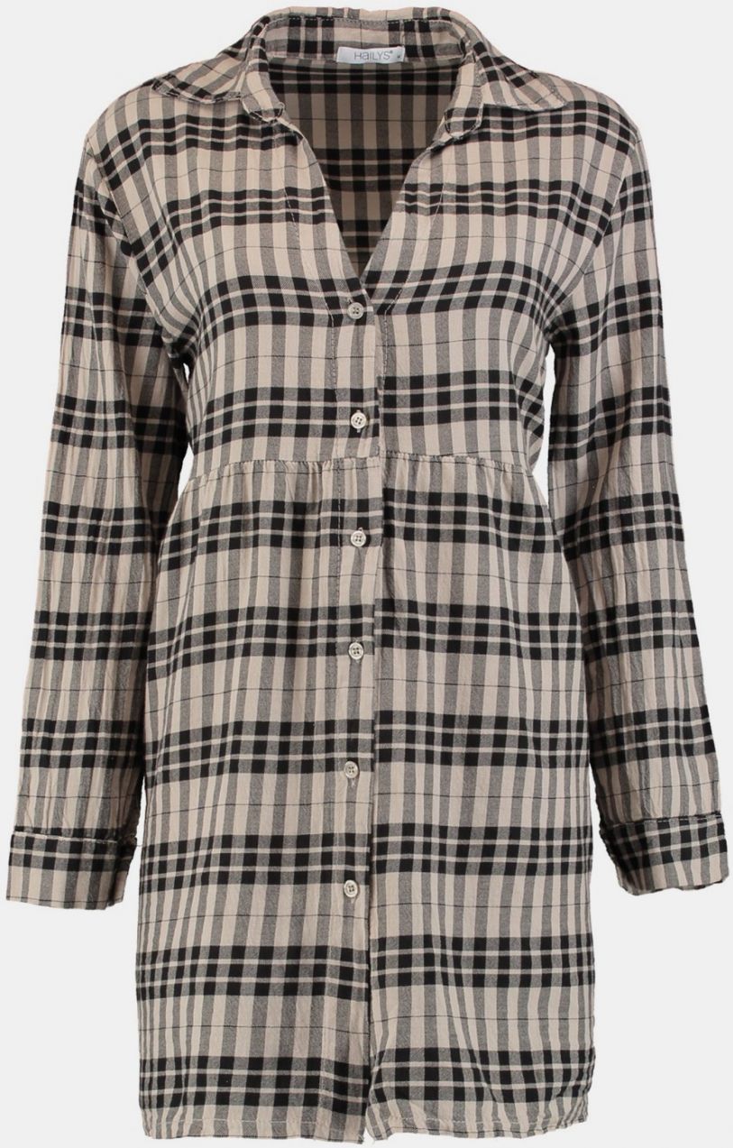 Haily's Beige Plaid Shirt Dress Hailys