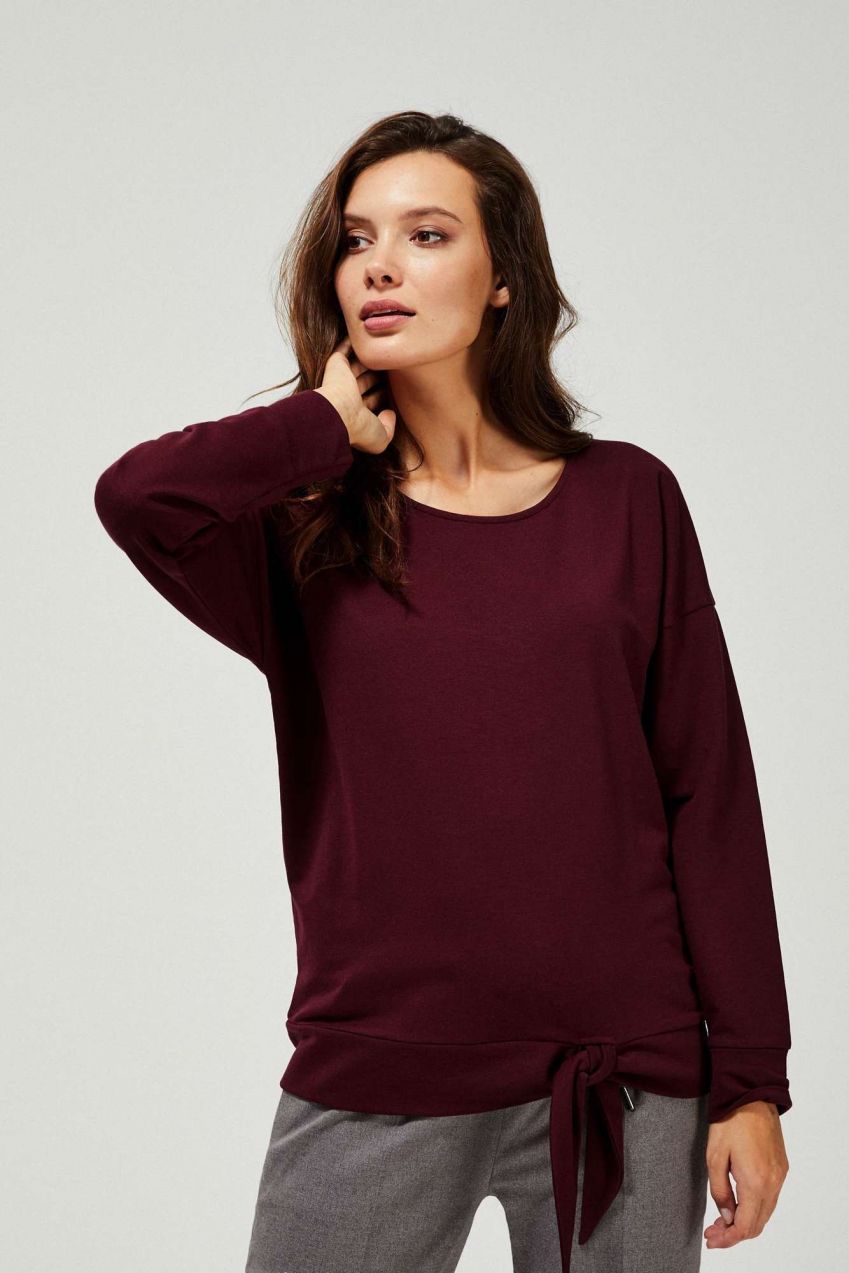 Sweatshirt with tie - burgundy