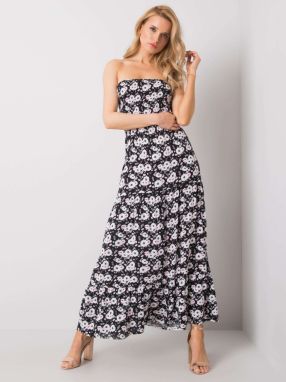 FRESH MADE Black dress with floral patterns
