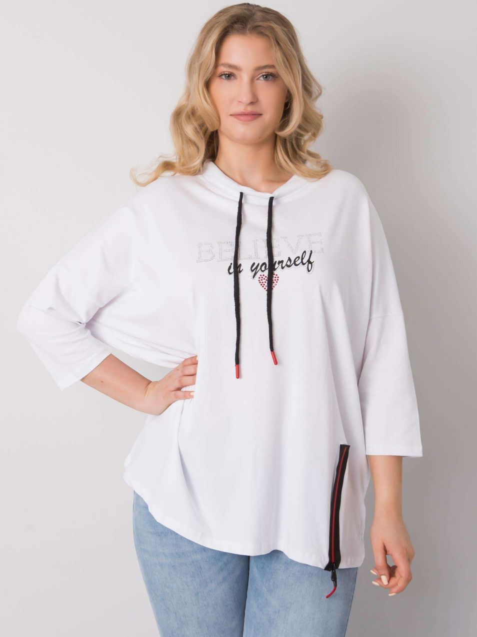 Oversized white blouse with shiny patches