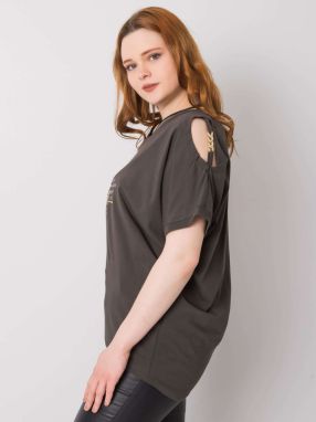 Dark khaki blouse plus size Richelle