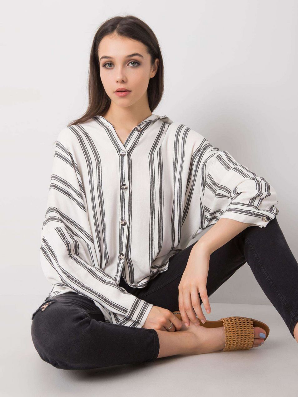 Ecru-black striped shirt Augusta RUE PARIS