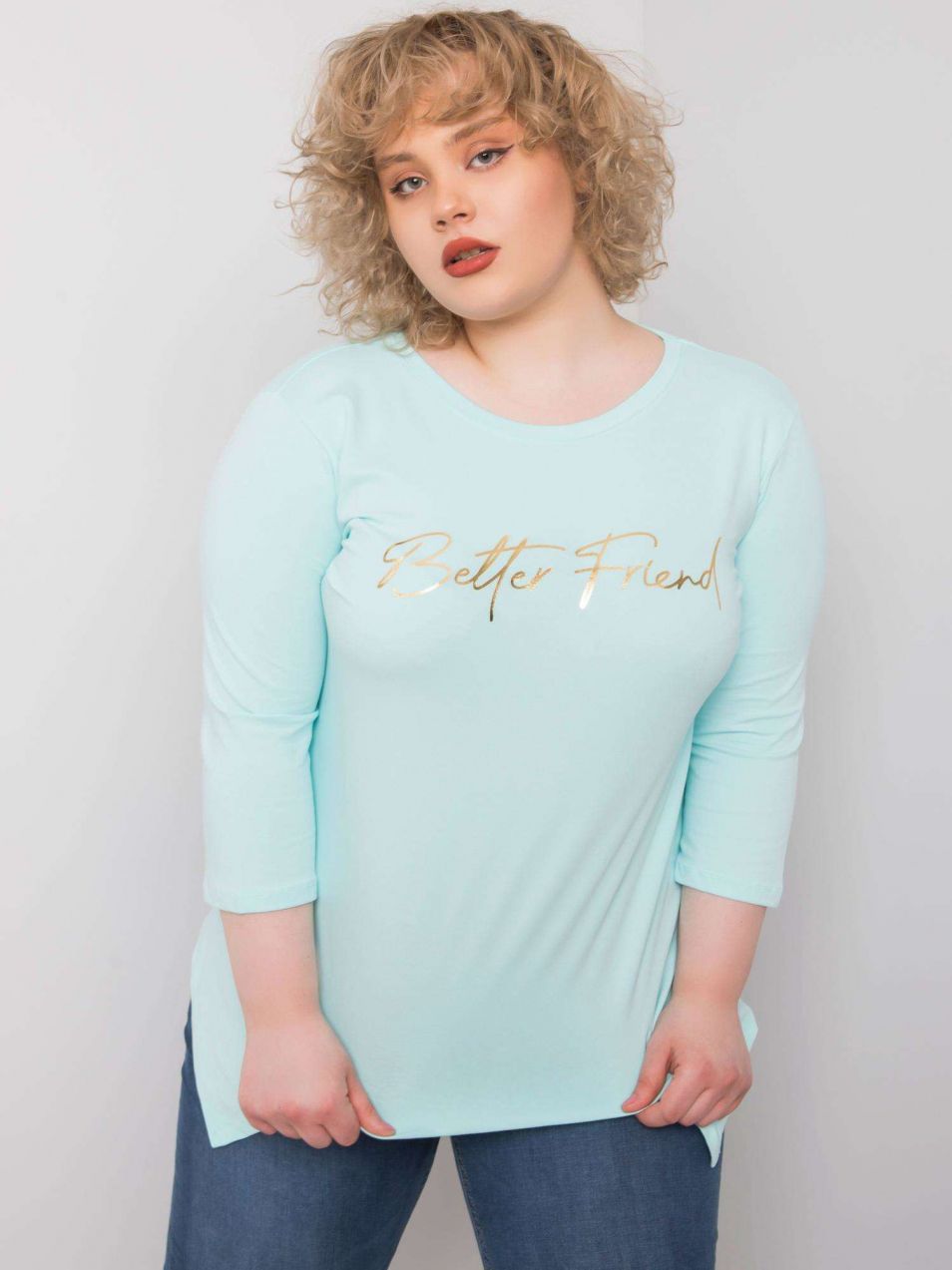 Light blue blouse with inscription