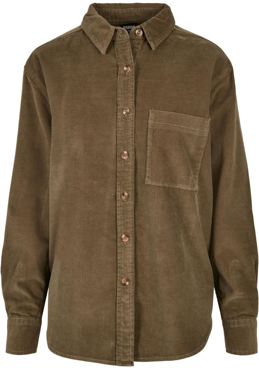 Women's corduroy oversized shirt olive