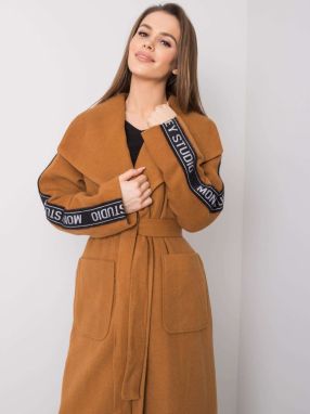 Light brown women's coat with belt