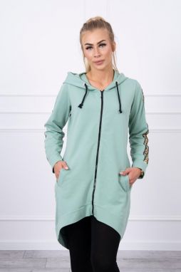 Mikina so zipsom v tmavej mätovej farbe