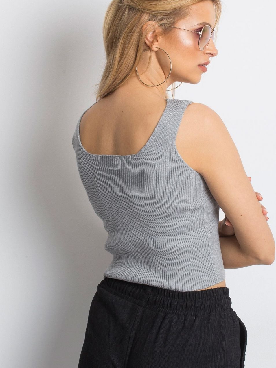 Grey crop top with tie
