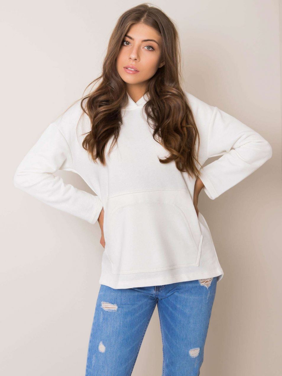 Ecru hoodie with hood