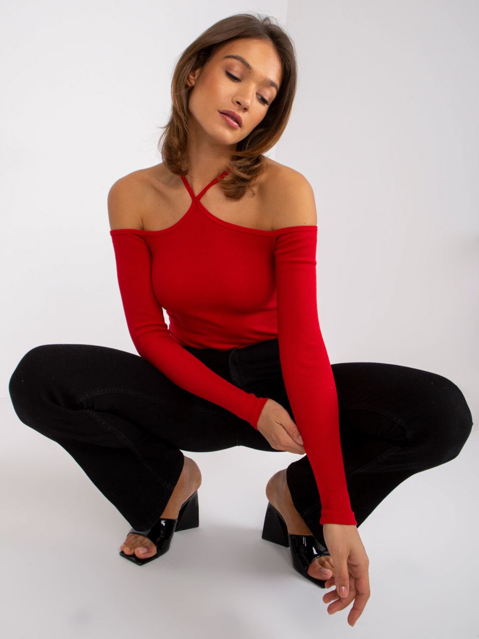 Red Spanish ribbed blouse Caterina RUE PARIS
