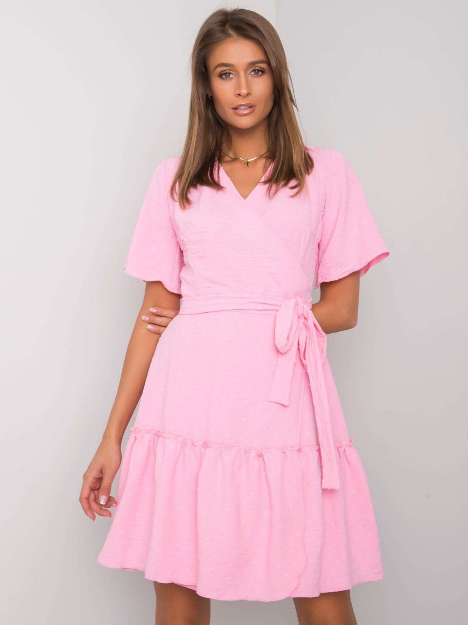 Pink dress with tie
