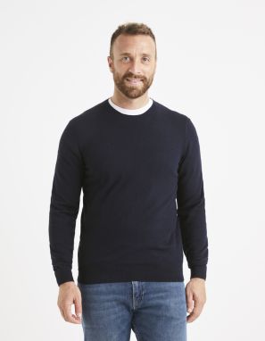 Tmavomodrý pánsky basic sveter Celio