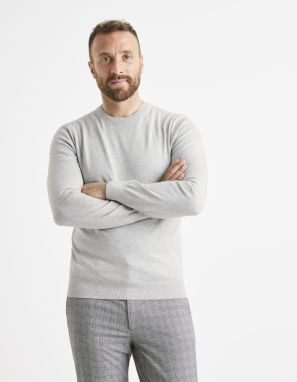 Svetlošedý pánsky basic sveter Celio