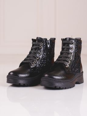 W. POTOCKI Girls' ankle boots with glitter Potocki black