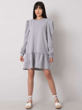 Neah grey melange sweatshirt dress with ruffles