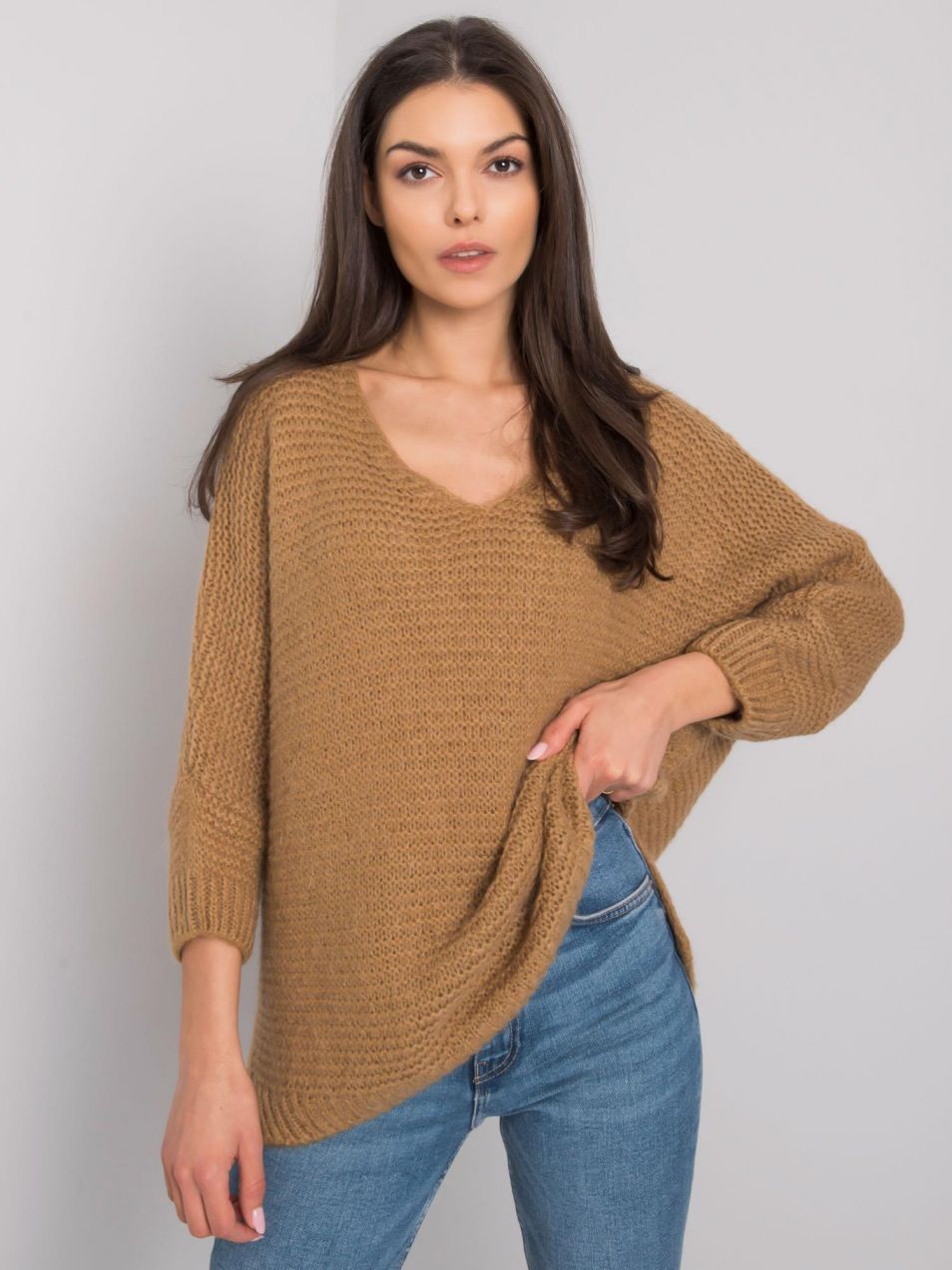 Women's oversize sweater OCH BELLA Camel